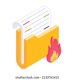 Download burn folder Icon in Isometric style


