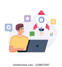 Descargar diseño de vector plano de inicio de negocios 

