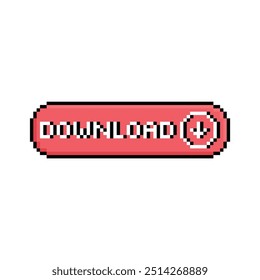 download button 8 bit text download Pixel art 8-bit for game