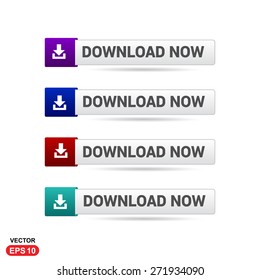 Download Button. Abstract beautiful text button with icon. Purple Button, Blue Button, Red Button, Green Button, Turquoise button. Gray Button. web design element. Call to action icon button