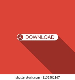 Download button with arrow icon isolated with long shadow. Upload button. Load symbol. Flat design. Vector Illustration