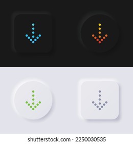 Botón de descarga, conjunto de iconos de flecha, botón de neumorfismo multicolor Diseño de interfaz de usuario suave para diseño web, IU de aplicación y más, Button, Vector.
