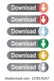 download button with arrow in multiple colors vector set