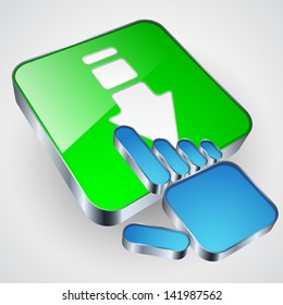 Download button with blue hand cursor