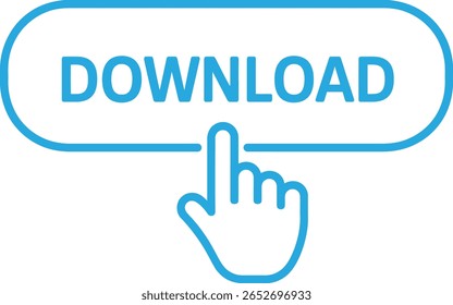 Hacer clic de Botón de Descarga: Cursor de mano que golpea el elemento de Web azul.

