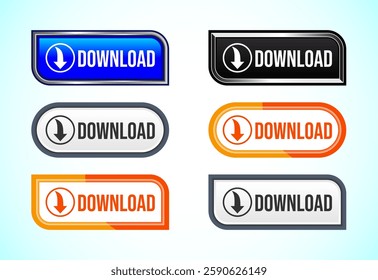 Download button design illustration, Download icon suitable for mobile app, and website UI design