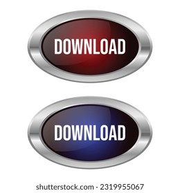 Download Button Flat With 3D Realistic Shiny Button For Mobile Apps And Website, Download Arrow Icon For Progess Graphic Elements Reflection On White Background