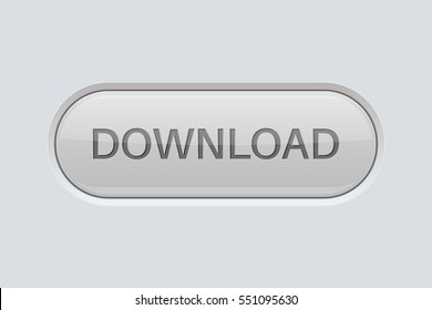 Download button. Gray oval web icon. Vector 3d illustration.