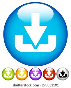 Download button or icon with arrow pointing to a hard drive.. Eps 10 vector illustration