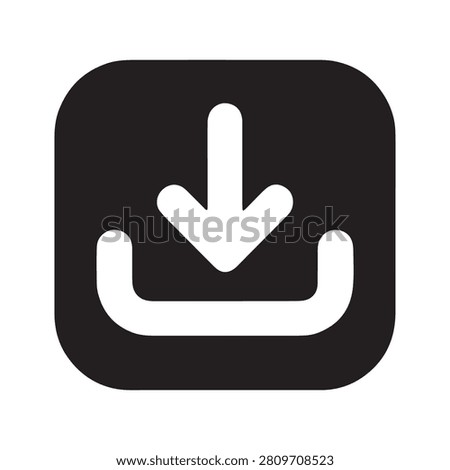 Download button icon with arrow symbol in black square download interface transfer downloading minimalist