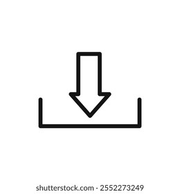 Download button icon black and white vector outline sign