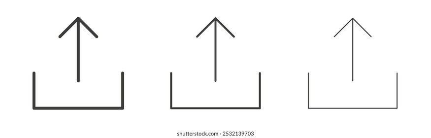 Download button icon in fill and three stroke sizes
