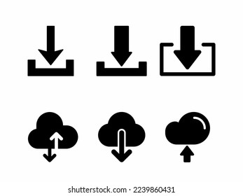 Juego de ilustraciones del icono del botón de descarga. Vector de material.