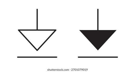 Símbolo de concepto de contorno de icono de Botón de Descarga con trazo editable en blanco
