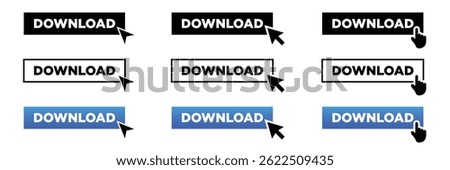 download button icon. with pointer clicking. Web button set. Click button icon