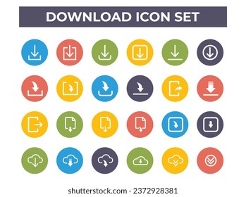 Download button icon set. flat vector icon.
