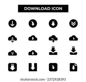 Download button icon set. flat vector icon.