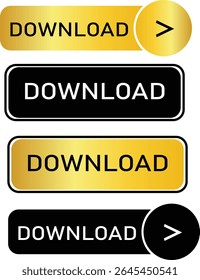 Download Button Icon Set Gold and Black UI Web Elements Collection Set of modern buttons for web site and Ui. Vector icon.	