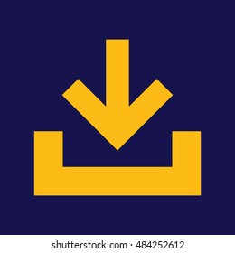 Download button icon vector. Blue background