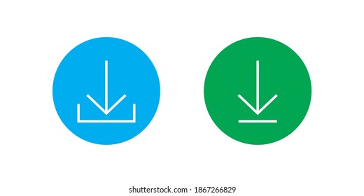 Download Button Icon Vector in Flat Style. Down Arrow Symbol Illustration