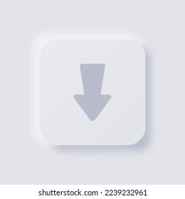 Icono de botón de descarga, Diseño de interfaz de usuario suave de Neumorphismo blanco para diseño web, IU de aplicación y más, Button, Vector.