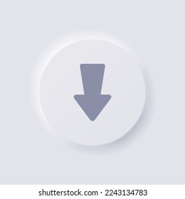 Icono de botón de descarga, Diseño de interfaz de usuario suave de Neumorphismo blanco para diseño web, IU de aplicación y más, Button, Vector.