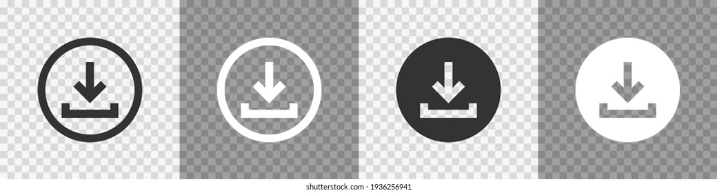 Download button icons on transparent backdrop. Digita app vector illustration