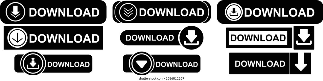Iconos de Botón de Descarga establecidos para Elementos de interfaz de Web y App