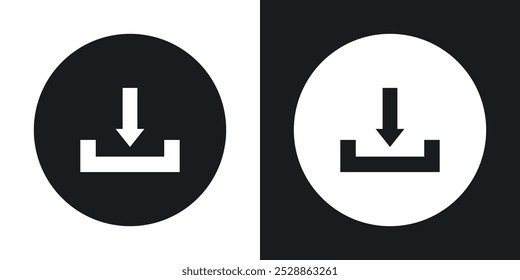 Download button icons. solid style vector