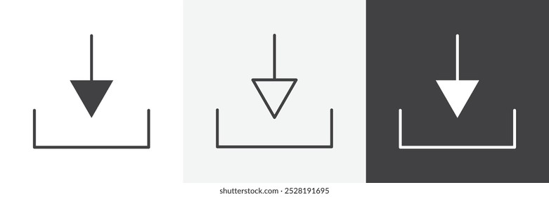Download-Symbol.Trendy moderne flache lineare Vektorgrafik auf weißem Hintergrund.