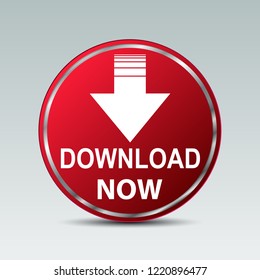 Download button illustration with down arrow icon isolated. Load symbol. Flat design – vector for stock