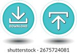 download button for internet website use. Blue Download icon on isolated white background with shadow.