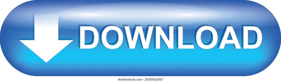 botão de download para uso do site da internet. Ícone de Download Azul em plano de fundo branco isolado com sombra.