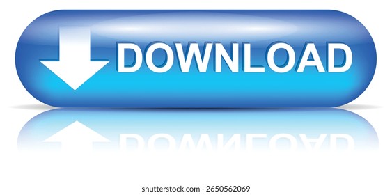 botão de download para uso do site da internet. Ícone de Download Azul em plano de fundo branco isolado com sombra.