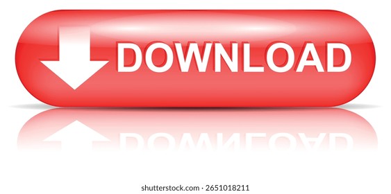 download button for internet website use. Blue Download icon on isolated white background with shadow.