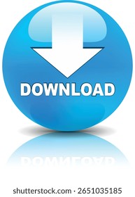 botão de download para uso do site da internet. Ícone de Download Azul em plano de fundo branco isolado com sombra.