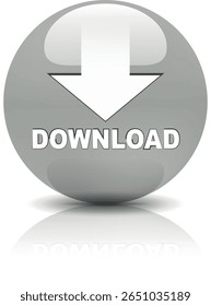 botão de download para uso do site da internet. Ícone de Download Azul em plano de fundo branco isolado com sombra.