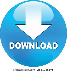 botão de download para uso do site da internet. Ícone de Download Azul em plano de fundo branco isolado com sombra.