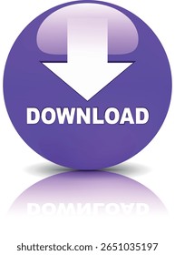 botão de download para uso do site da internet. Ícone de Download Azul em plano de fundo branco isolado com sombra.
