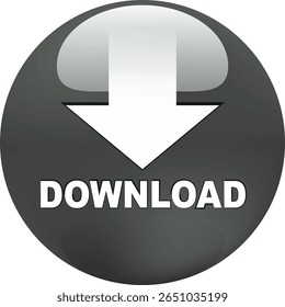 Botón de Descarga para el uso del Sitio web de Internet. Icono de Descarga azul sobre fondo blanco aislado con sombra.