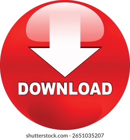 download button for internet website use. Blue Download icon on isolated white background with shadow.