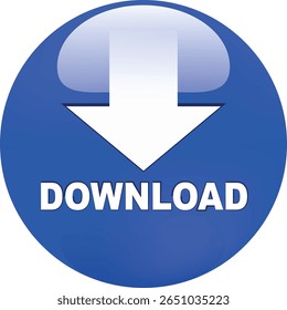 botão de download para uso do site da internet. Ícone de Download Azul em plano de fundo branco isolado com sombra.