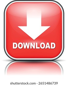 download button for internet website use. Download icon on isolated white background with shadow.