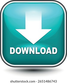  download button for internet website use. Download icon on isolated white background with shadow.
