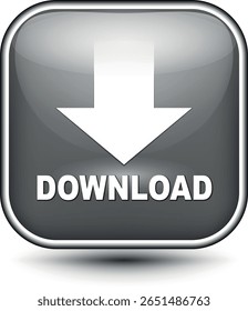  botão de download para uso do site da internet. Ícone de download em fundo branco isolado com sombra.