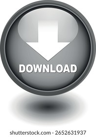 botão de download para uso do site da internet. Ícone de Download Azul em plano de fundo branco isolado com sombra.