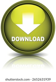 download button for internet website use. Blue Download icon on isolated white background with shadow.