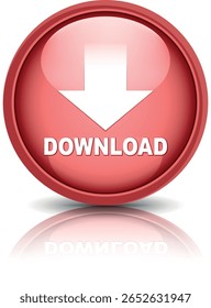 download button for internet website use. Blue Download icon on isolated white background with shadow.