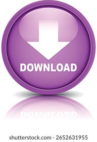 Botón de Descarga para el uso del Sitio web de Internet. Icono de Descarga azul sobre fondo blanco aislado con sombra.