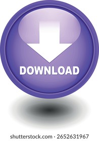 download button for internet website use. Blue Download icon on isolated white background with shadow.